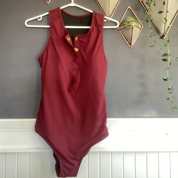 Charmo Ribbed Racerback Womens One Piece Bathing Suit - Picture 2 of 9